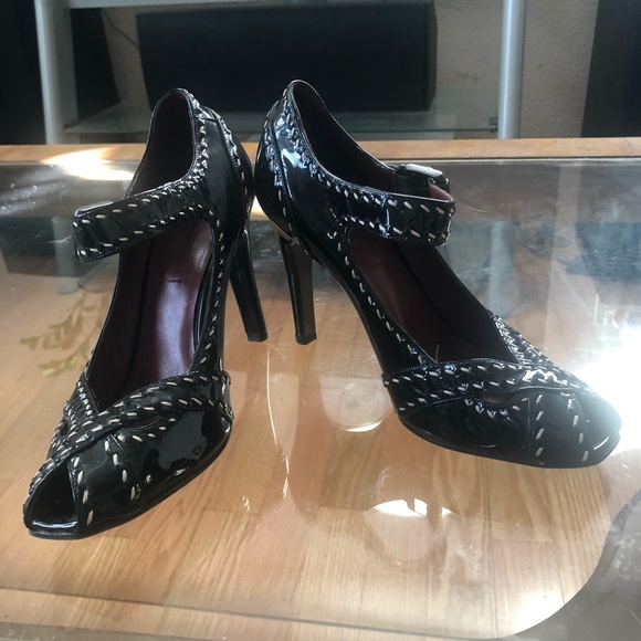 Bottega Veneta Heels Black Patent Leather Size 6.5 - Picture 1 of 8